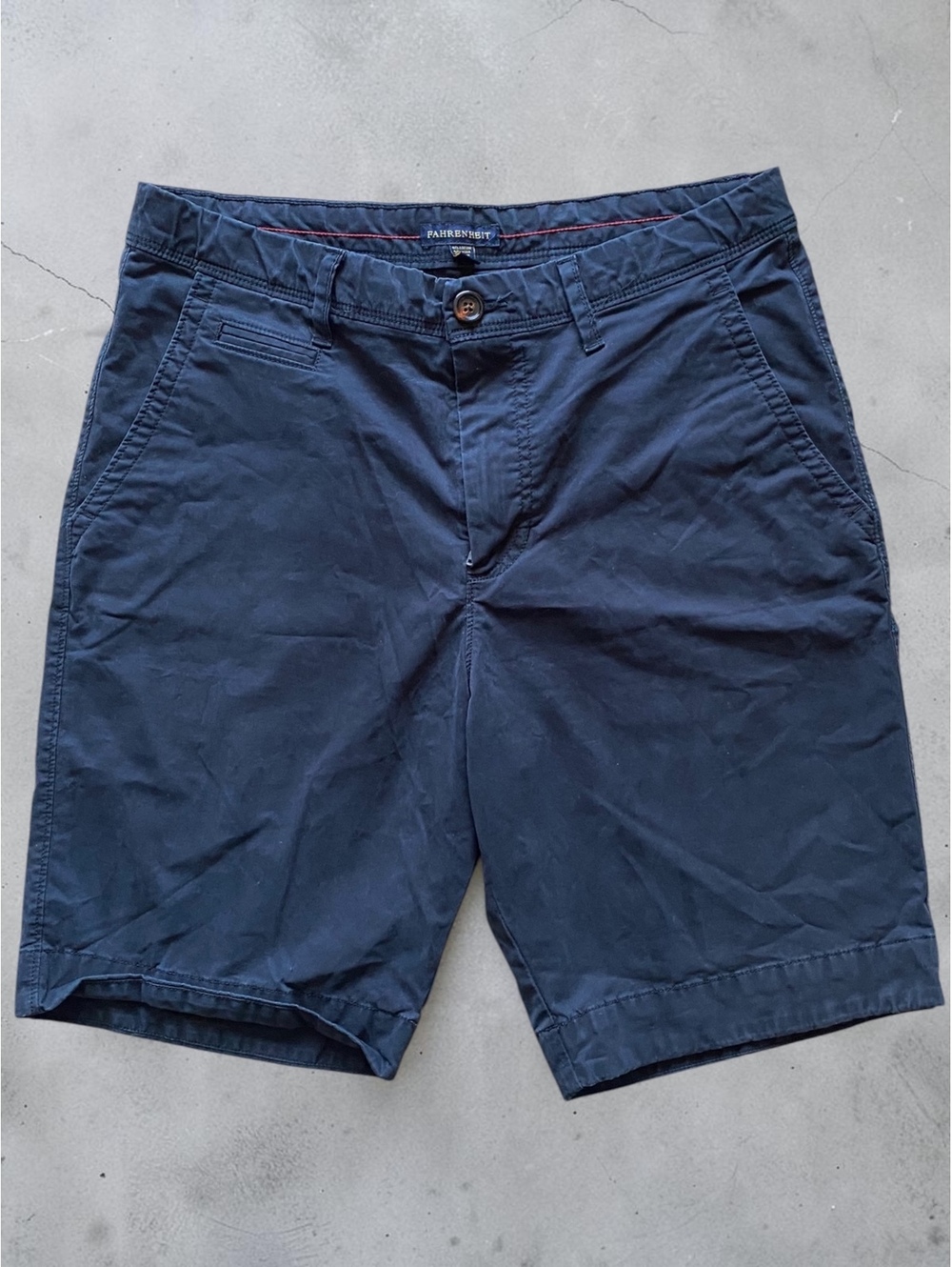 Fahrenheit Mens Chino Shorts 34 Regular Fit Navy Blue Stretch Cotton Summer